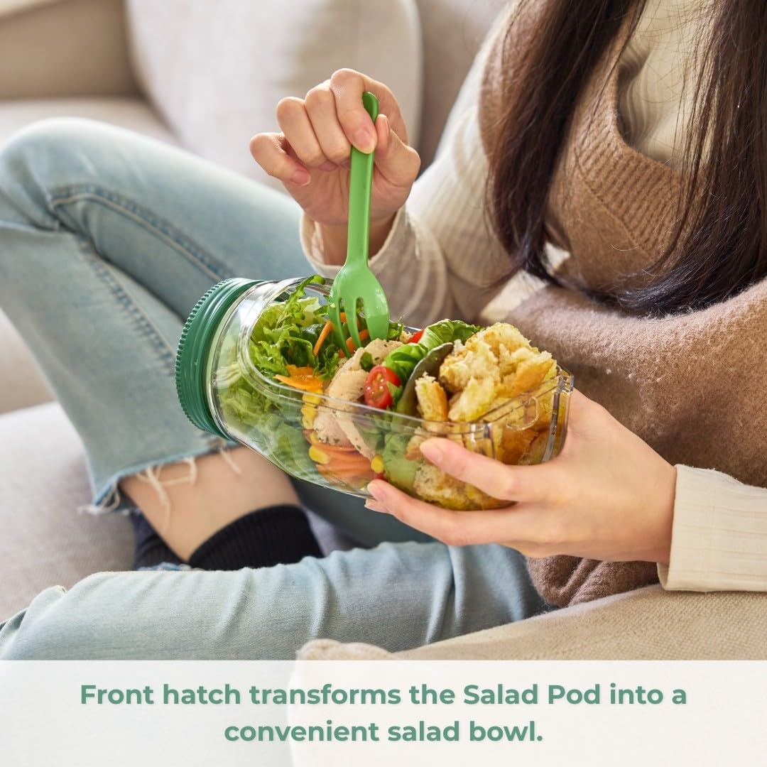 β¨ 2-Pack Portable Salad Jars | Vertical Layering, Leakproof, Lid-to-Bowl Design π₯«