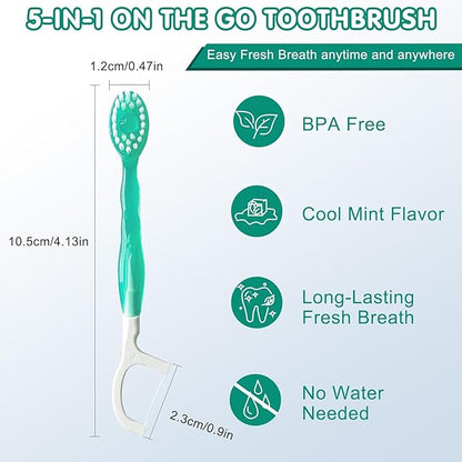 🎁5 in 1 Mini Toothbrush & Floss & Tongue Scraper & Toothpick Set