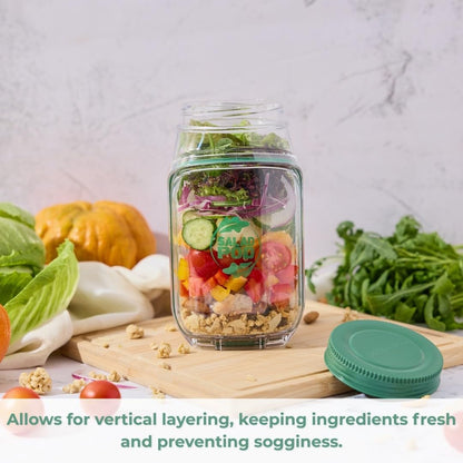 ✨ 2-Pack Portable Salad Jars | Vertical Layering, Leakproof, Lid-to-Bowl Design 🥫