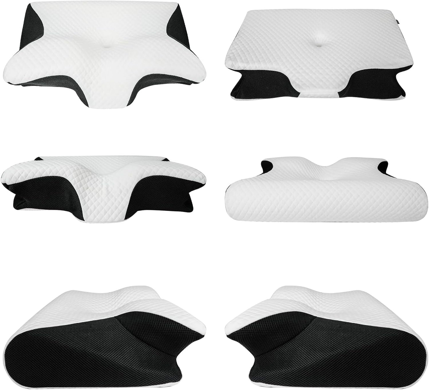 Pobualoe memory foam cervical pillow. Two-in-one ergonomic contoured orthopedic pillow to relieve neck pain