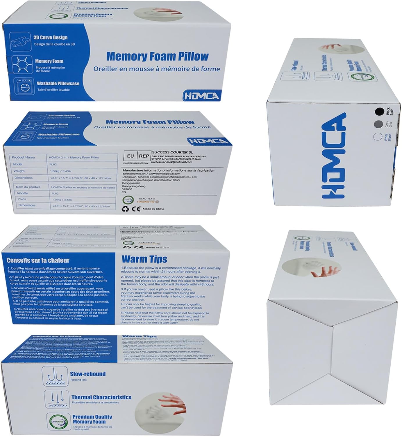 Pobualoe memory foam cervical pillow. Two-in-one ergonomic contoured orthopedic pillow to relieve neck pain